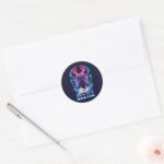 Blue Beetle Retrowave Versus Graphic Classic Round Sticker