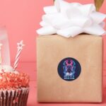 Blue Beetle Retrowave Versus Graphic Classic Round Sticker