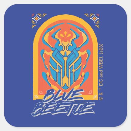Blue Beetle Scarab Talavera Graphic Square Sticker