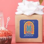 Blue Beetle Scarab Talavera Graphic Square Sticker