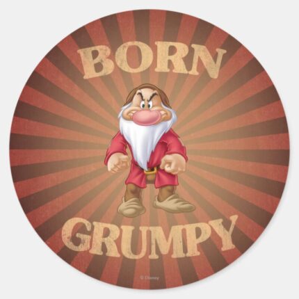 Born Grumpy Classic Round Sticker