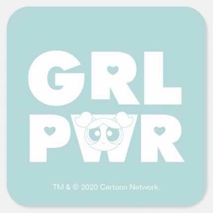 Bubbles Girl Power Square Sticker