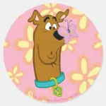 Butterfly On Scooby Doos Nose Classic Round Sticker