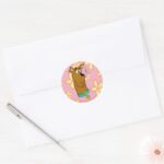 Butterfly On Scooby Doos Nose Classic Round Sticker