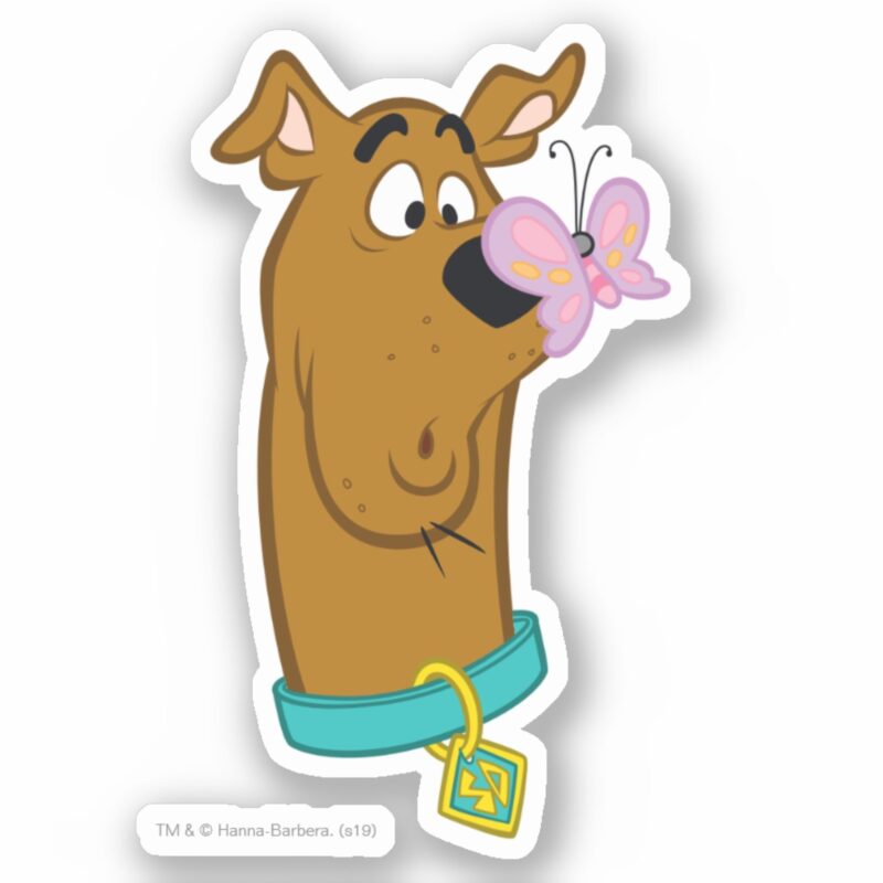 Butterfly On Scooby Doos Nose Sticker Butterfly On Scooby Doos Nose Sticker