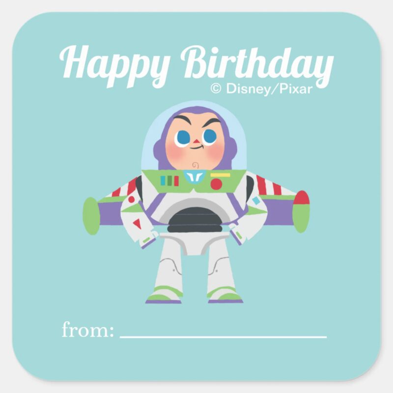 Buzz Lightyear A Gift From Birthday Square Sticker