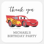 Cars Lightning McQueen Birthday Thank You Square Sticker