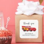 Cars Lightning McQueen Birthday Thank You Square Sticker