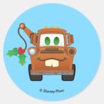 Cars Christmas Mater Tow Truck Classic Round Sticker