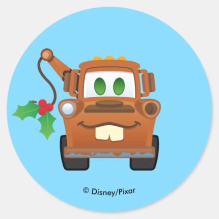 Cars Christmas Mater Tow Truck Classic Round Sticker