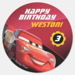 Cars Lightning McQueen Birthday Classic Round Sticker