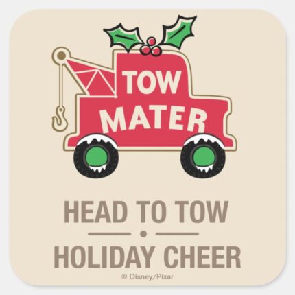 Cars Head To Tow Holiday Cheer Square Sticker