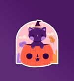 Cat In A Pumpkin Halloween   Laptop And Mobile Sticker