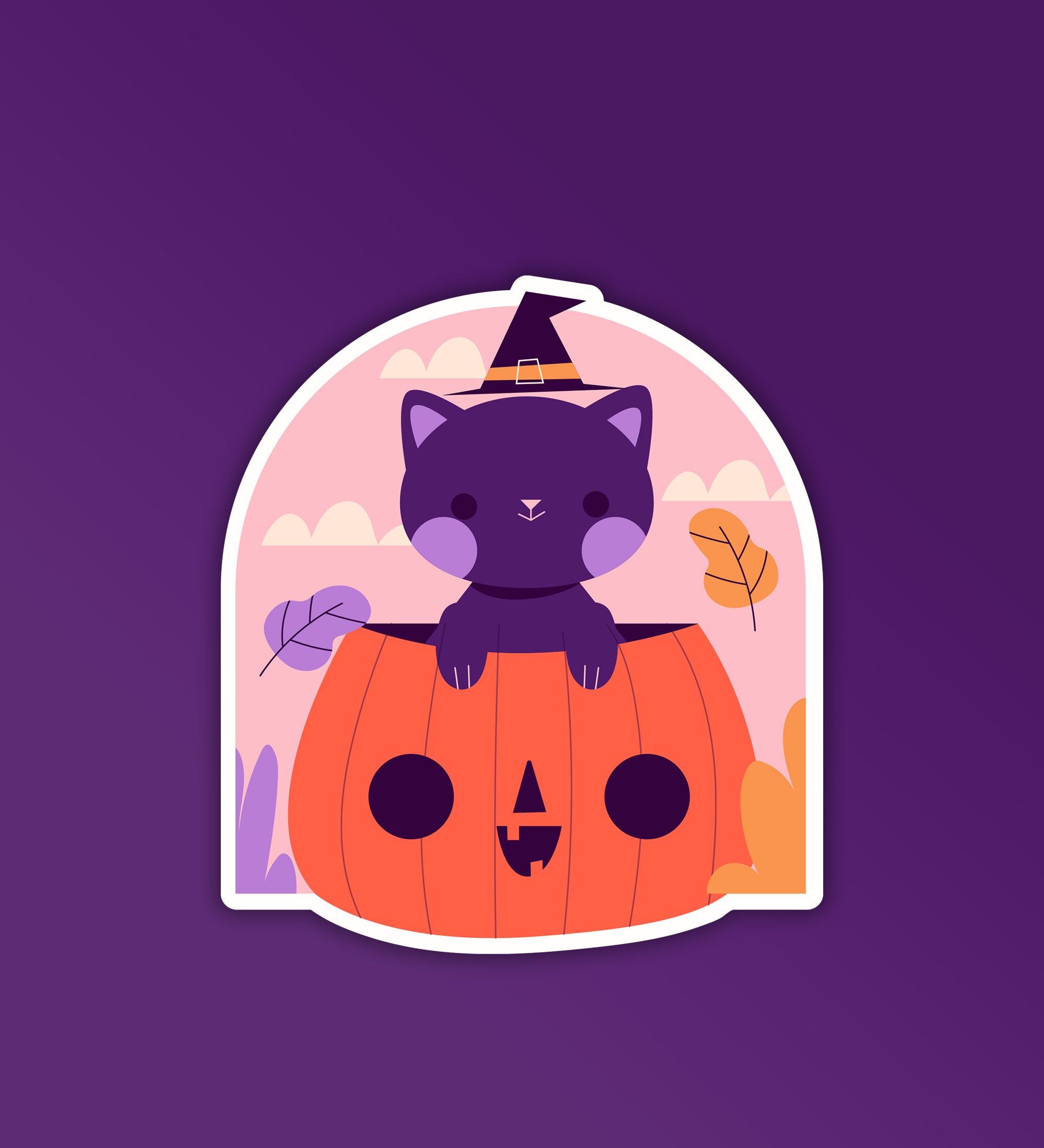 Cat In A Pumpkin Halloween   Laptop And Mobile Sticker