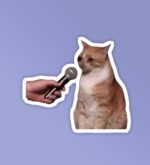Cat Meme Funny Mic Meme Laptop   Mobile Sticker