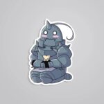 Chibi Alphonse With Cat Anime Stickers