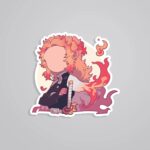 Chibi Rengoku With Flames Anime Stickers