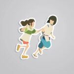Chihiro And Haku Running Anime Stickers