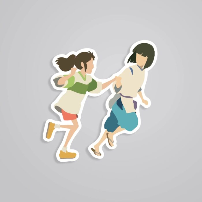 Chihiro And Haku Running Anime Stickers