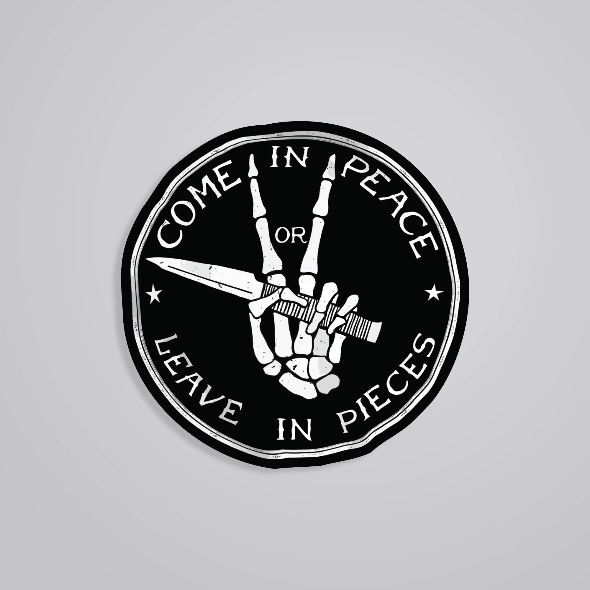 Come In Peace Or Leave In Pieces Witty Stickers