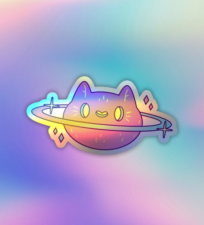 Cosmic Cat Holographic Laptop Mobile Sticker