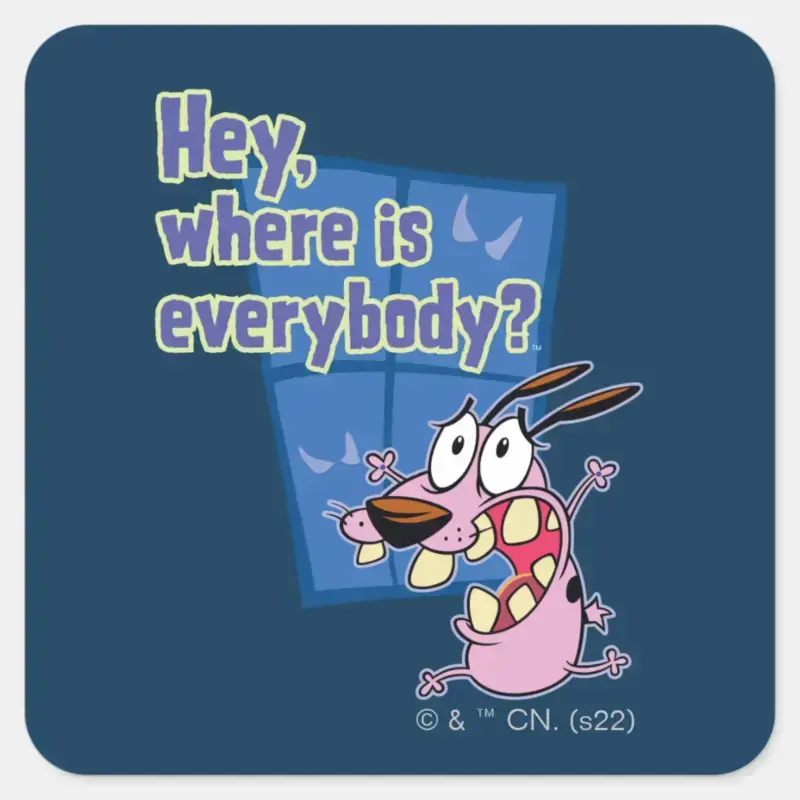 Courage The Cowardly Dog Where Is Everybody Square Sticker Courage The Cowardly Dog Where Is Everybody Square Sticker