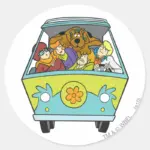 Crowded In The Mystery Machine Classic Round Sticker