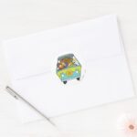 Crowded In The Mystery Machine Classic Round Sticker