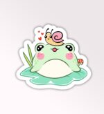 Cute Frog With Snail Laptop And Mobile Stickers
