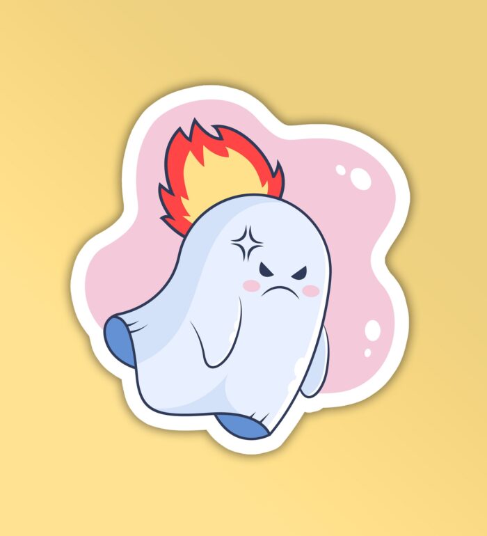 Cute Ghost Angry Laptop And Mobile Stickers