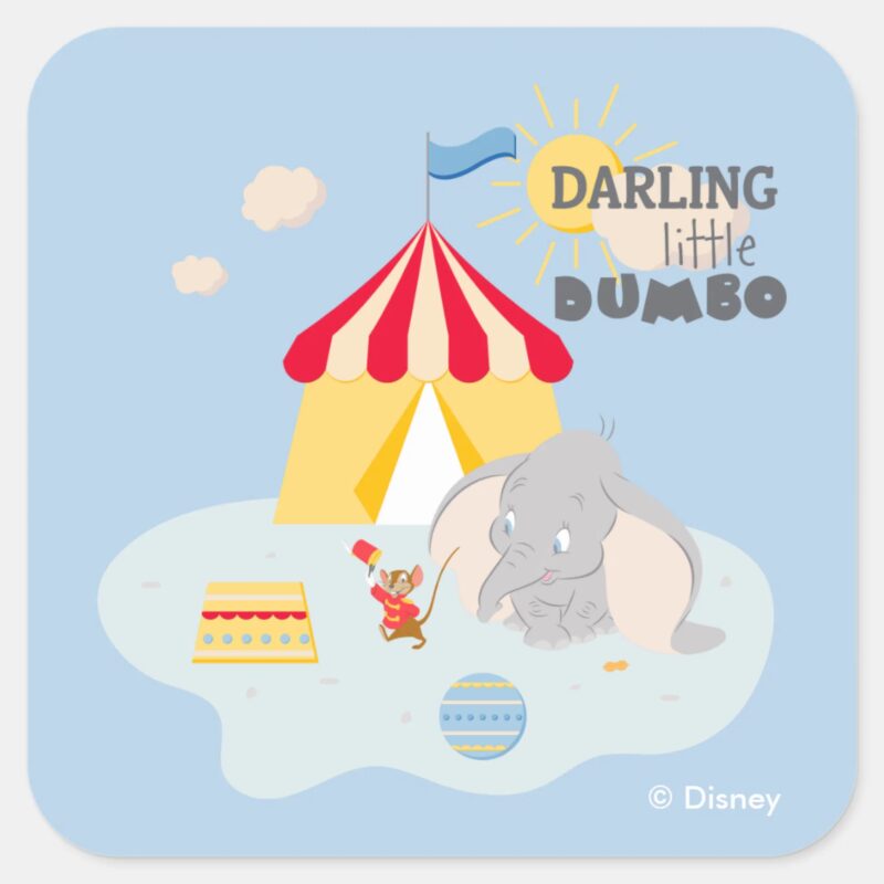 Darling Little Dumbo Timothy Square Sticker