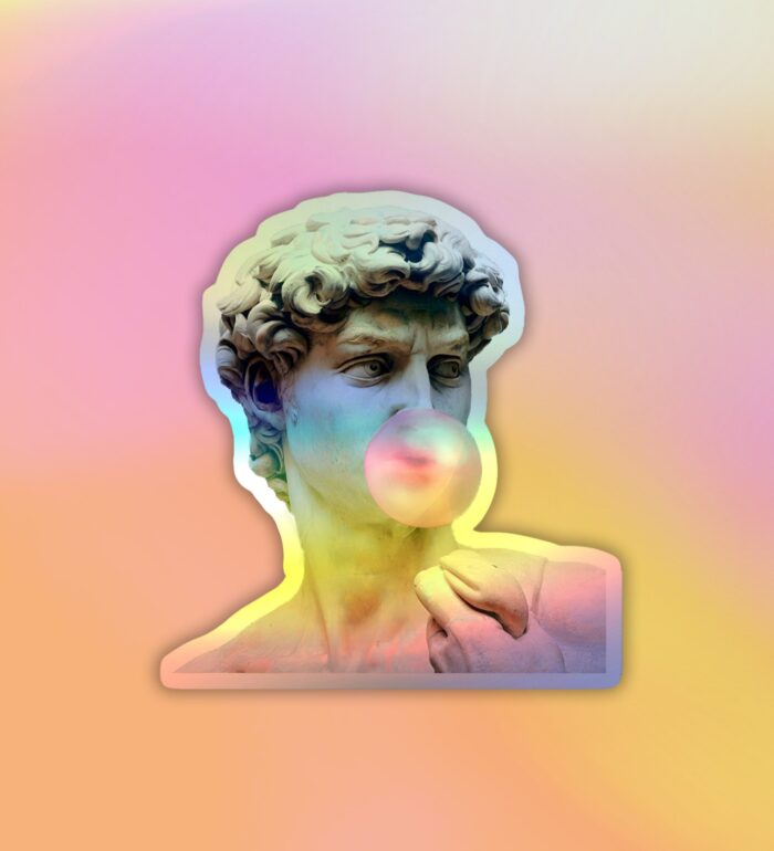 David Bubblegum Holographic Laptop Mobile Sticker