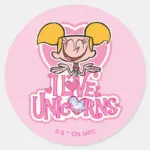 Dee Dee I Love Unicorns Classic Round Sticker