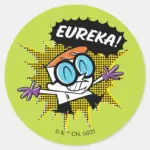 Dexter Eureka Halftone Callout Graphic Classic Round Sticker