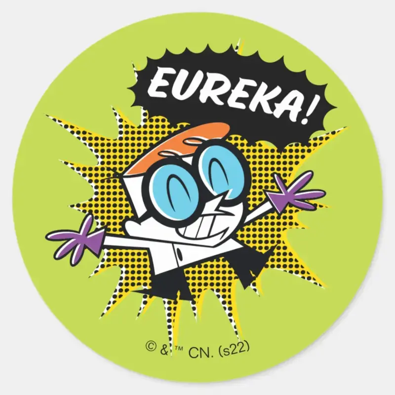 Dexter Eureka Halftone Callout Graphic Classic Round Sticker