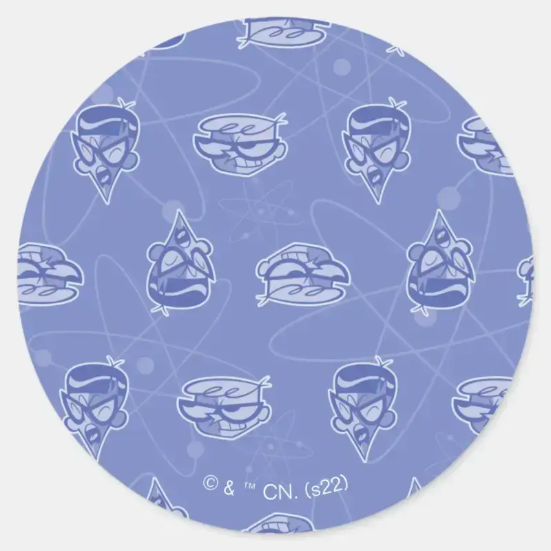 Dexter And Mandark Atomic Pattern Classic Round Sticker