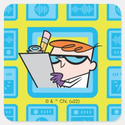 Dexters Laboratory Experiments Pattern Square Sticker