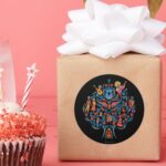 Disney Pixar Coco Colorful Character Tree Classic Round Sticker