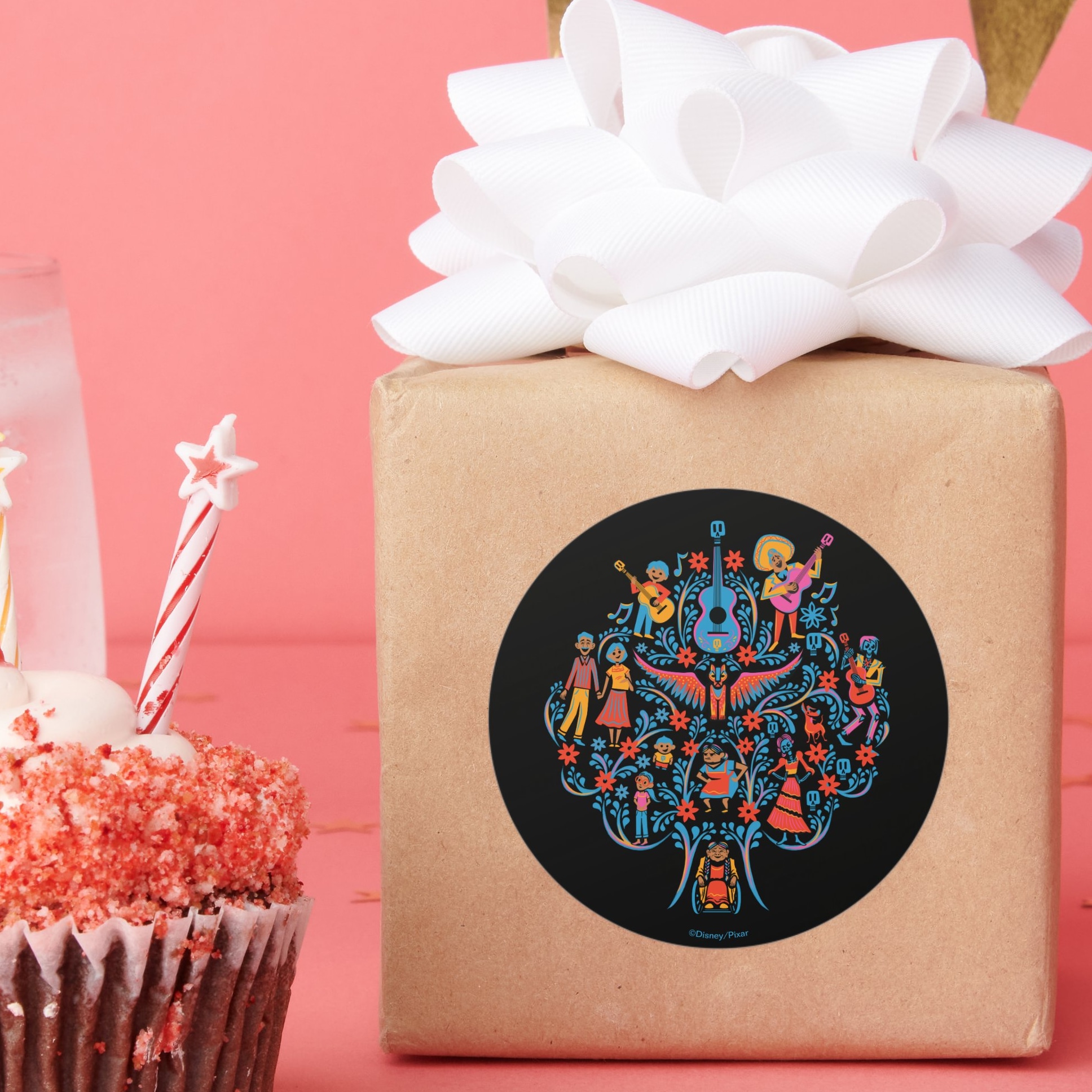 Disney Pixar Coco Colorful Character Tree Classic Round Sticker