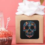 Disney Pixar Coco Colorful Sugar Skull Square Sticker