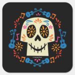 Disney Pixar Coco Gothic Sugar Skull Square Sticker