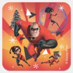 Disney The Incredibles Holiday Heroes Square Sticker