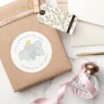 Disneys Dumbo Birthday Address Classic Round Sticker