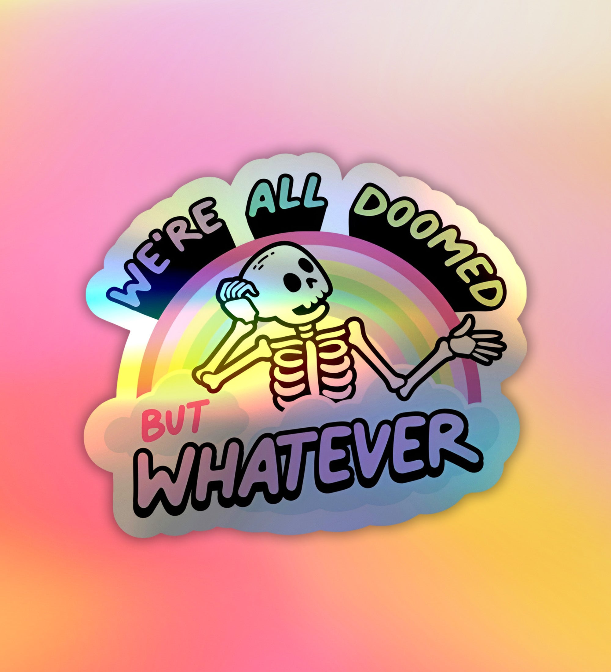 Doomed Holographic Laptop Mobile Sticker