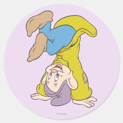Dopey Doing A Head Stand Classic Round Sticker
