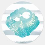 Dory Nemo Watercolor Shell Graphic Classic Round Sticker