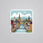 Dublin Historic City And Clock Tower Post Stamp Travels Stickers