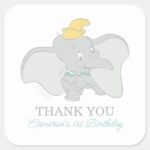 Dumbo 1st Birthday Thank You Square Sticker