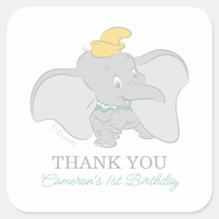 Dumbo 1st Birthday Thank You Square Sticker