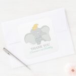 Dumbo 1st Birthday Thank You Square Sticker